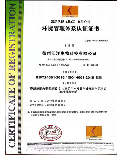 内酯 ISO14001 环境管理体系认证